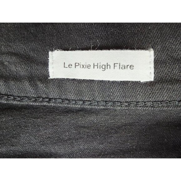 Frame Size 32X31 Womens Le Pixie High Flare Black Denim 5 Pocket Jeans - Picture 9 of 13
